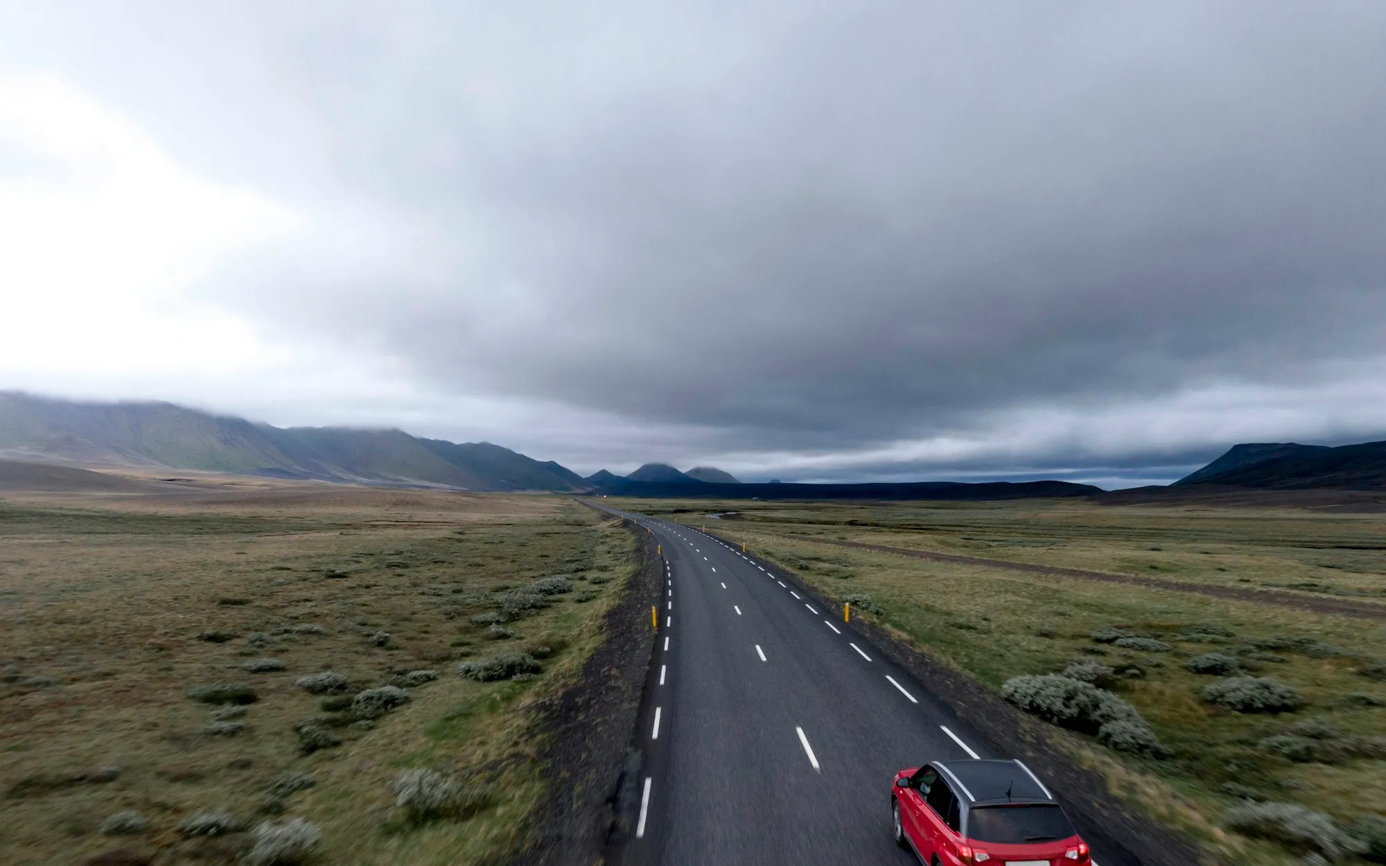Car driving on an open road