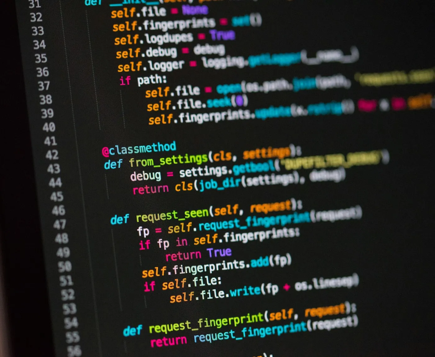 Python code on a dark screen