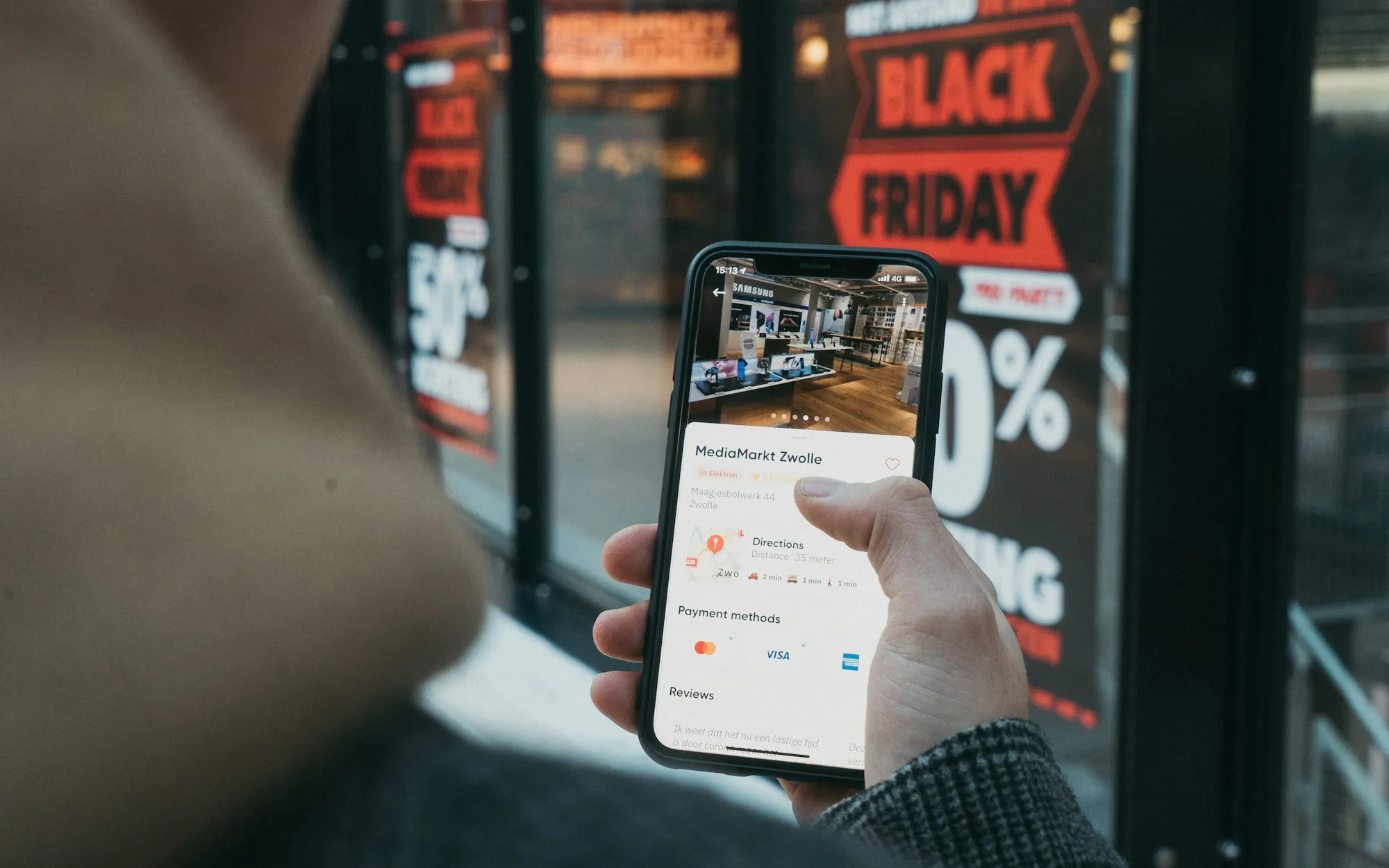 Shopper browsing an online store on a phone