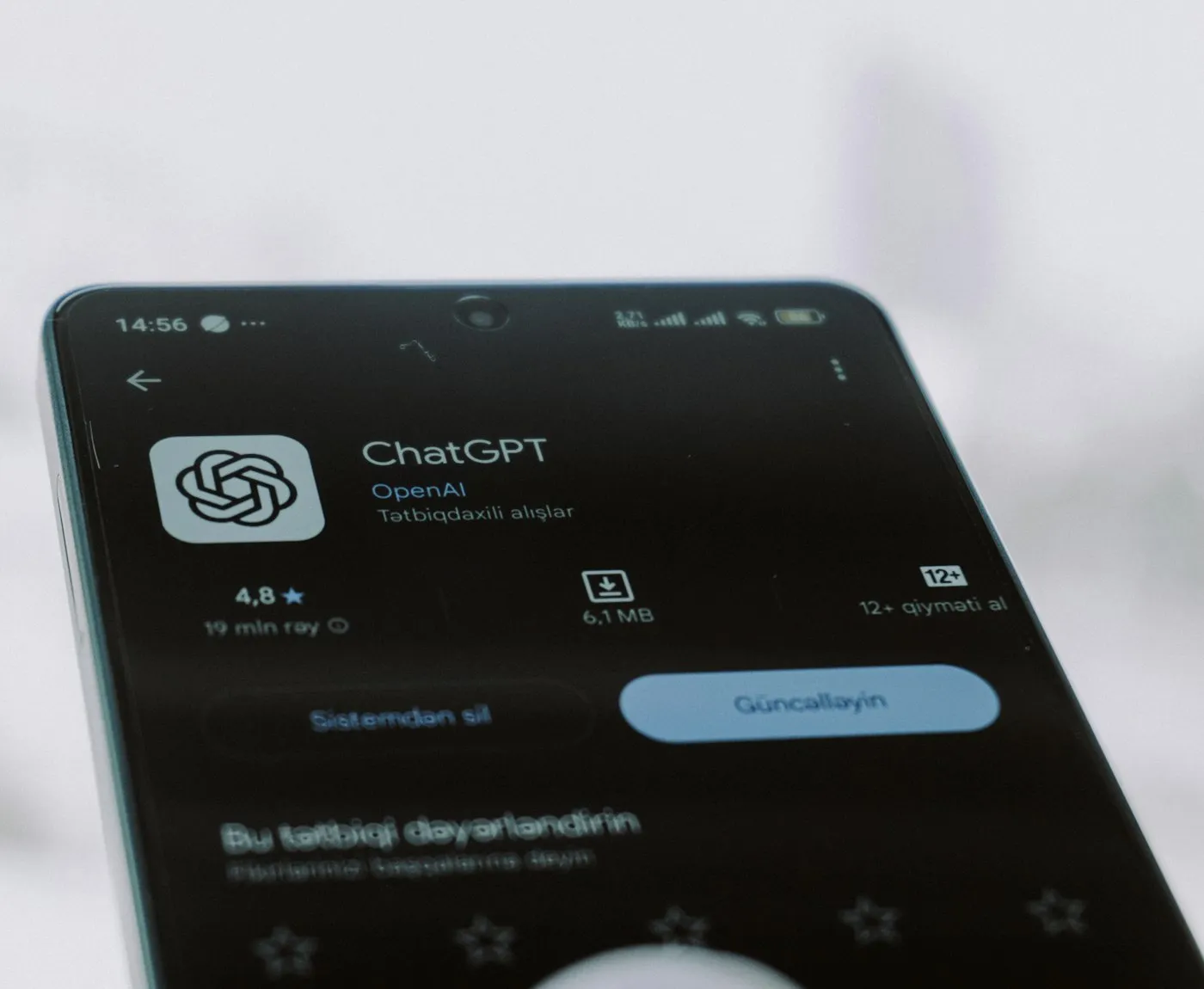 Phone showing a ChatGPT conversation screen
