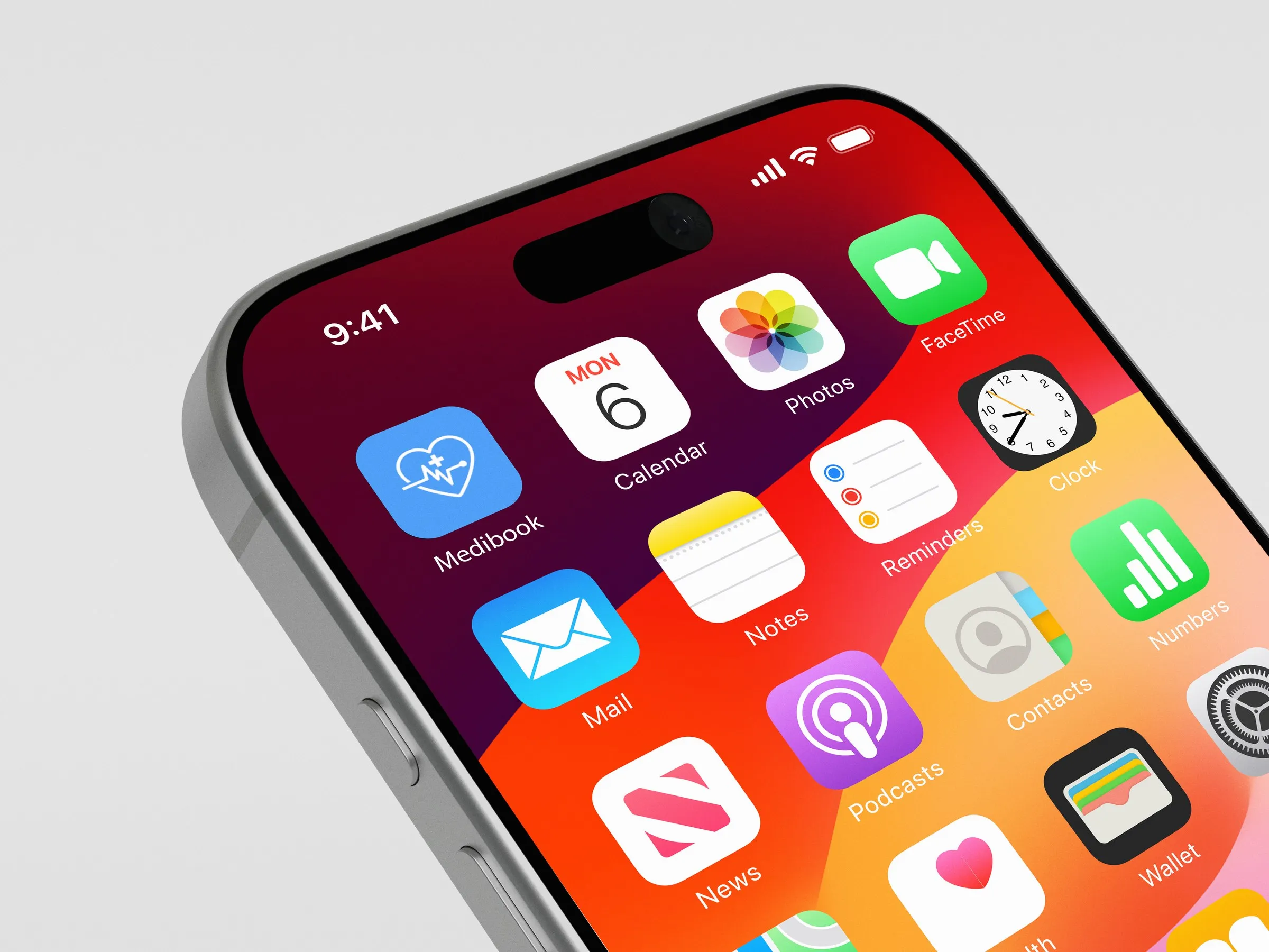The MediBook app icon on an iPhone home screen