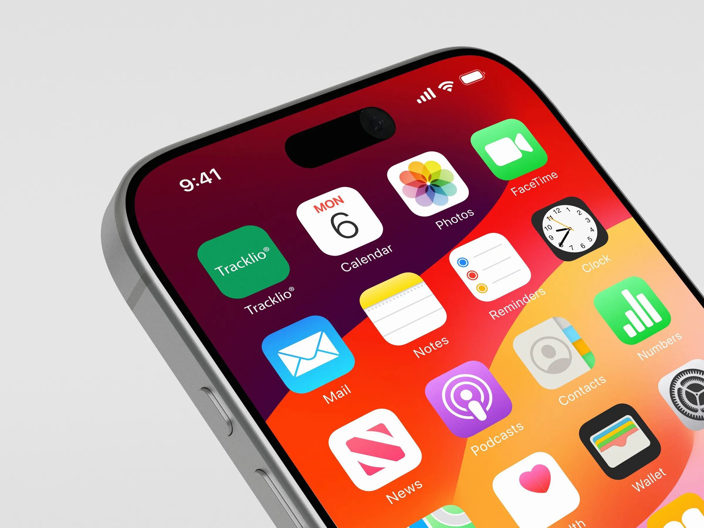 The green Tracklio app icon on an iPhone home screen
