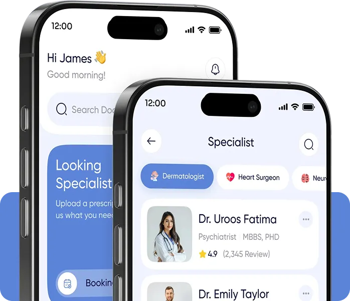 Nurse Practitioners App showing specialists to book